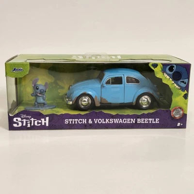 Jada 1:32 Hollywood Rides Disney Stitch y Volkswagen Beetle 33251 azul con suciedad Foto 1 de 4