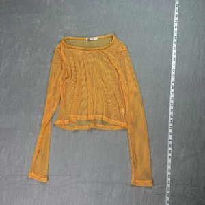 Heart & Hips Damen Orange Mesh Top Croptop Langarm Größe Small - Bild 1 von 6