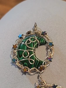Malachite Moon Wrapped Pendant - Picture 1 of 6