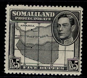 SOMALILAND PROTECTORATE GVI SG104, 5r black, NH MINT. Cat £40. - Picture 1 of 1