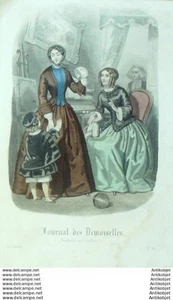 Gravur Mode J.Demoiselles 1851 # 11 (Aquarell Old Fashion Platte) - Bild 1 von 1