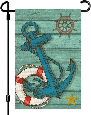 INNORU Bandera de Jardín Temática Náutica, Letrero de Patio de Fiesta de Ancla de Barco, Multicolor  Foto 1 de 4