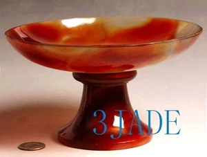 7 1/4" Carnelian / Red Agate Footed Fruit Tray / Plate /Bowl /Carving /Sculpture - Picture 1 of 8
