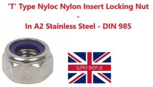 M3 M4 M5 M6 M8 M10 M12 Nyloc Nuts A2 Stainless Steel Type T Nylon Insert - Picture 1 of 1