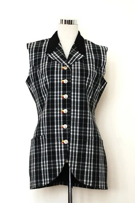 COLETE TARTAN XADREZ VINTAGE GIANNI VERSACE VERSUS PRETO E BRANCO - Imagem 1 de 4