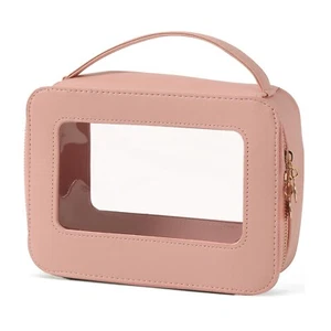 Clear Makeup Bag Transparent Cosmetic Bag Large Toiletry Bag With Zipper Doub... - Picture 1 of 9