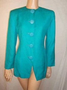 CD Womens 4 6 SEXY ICONIC RARE 1980's 80's TURQUOISE Blue Vintage Jacket Blazer - Picture 1 of 1