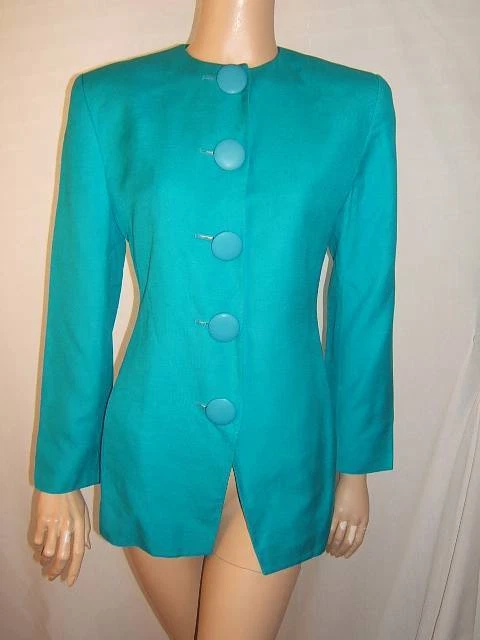 Chaqueta Blazer CD Mujer 4 6 SEXY ICÓNICO RARO AÑOS 80 TURQUESA Azul Vintage Foto 1 de 1