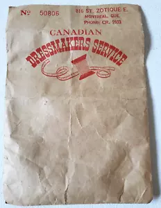 Vintage Canadian Dressmaker Service Envelope St. Zotique E. MONTREAL Quebec - Foto 1 di 3