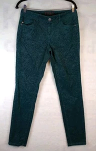 Pantalones de mezclilla para mujer Elle 8 verde azulado cachemir en relieve pana pierna recta - Imagen 1 de 5