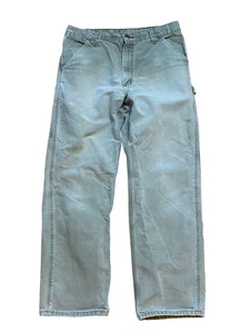 Vintage Carhartt Mens B11 MOS Faded Green Carpenter Work Pants 36x32 Union Made - Picture 1 of 8