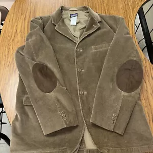 Patagonia Corduroy Blazer Sport Jacket Leather Elbow Patches Men’s Size Large - Picture 1 of 8