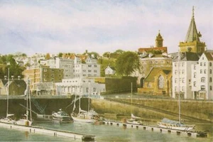 (as96) Town Marina and Church St Peter Port - Guernsey Channel Islands Postcard - Picture 1 of 2