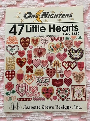 VTG 1996 47 LITTLE HEARTS ONE NIGHTERS JEANETTE CREWS CROSS STITCH BOOKLET #429 - Image 1 of 2