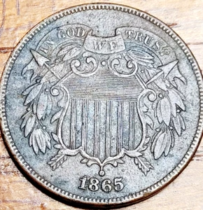 1865 USA 2 cent coin - Picture 1 of 6