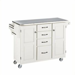 Hawthorne Collections Stainless Steel Kitchen Cart in White