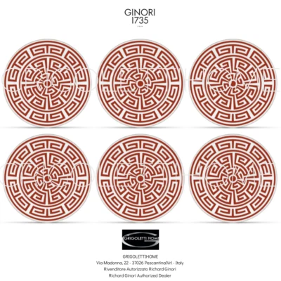 Richard Ginori - Labirinto Rosso Scarlatto - 6 Dessert Teller 22 Cm Händler - Bild 1 von 4