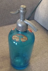 Vintage Blue Seltzer Bottle 26 Oz Slotz Bro Company L.I. NY - Picture 1 of 5