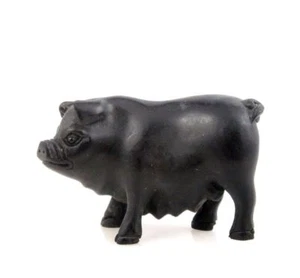 Ebony Ironwood Hand Carved Netsuke Sculpture Miniature Female Piggy #03291801 - Picture 1 of 5