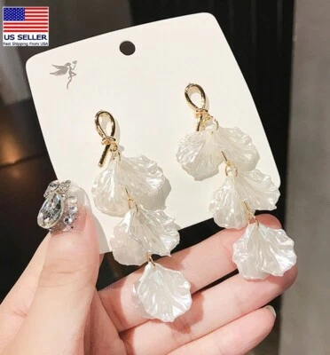 Модные женские серьги из стерлингового серебра 925 пробы перламутр цветы кисточки 1382 - Изображение 1 из 3