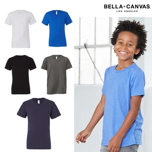 Bella + Canvas Youth Jersey Short Sleeve T-shirt 3001Y-Crew Neck Blank Plain Tee