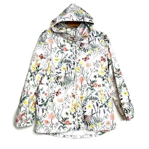 H & M Floral Bird Print Girls Hoodie 5-6 Yrs Full Zipper Pockets Hooded Lined - Picture 1 of 12