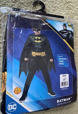 Rubies Batman Costume - Jumpsuit Cape & Mask size MEDIUM Child Dress-up NEW - Image 1 of 3