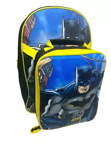 Batman Backpack With Lunch Bag For Kids Matching 2 Piece School Bag Set - Picture 1 of 23
