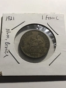 1921 France 1 Franc - Chambers of Commerce KM# 876- Nice Circ! - Picture 1 of 3