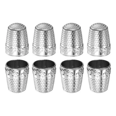 Protector de dedo de dedal de costura de cobre 8 piezas, tono plateado Foto 1 de 4