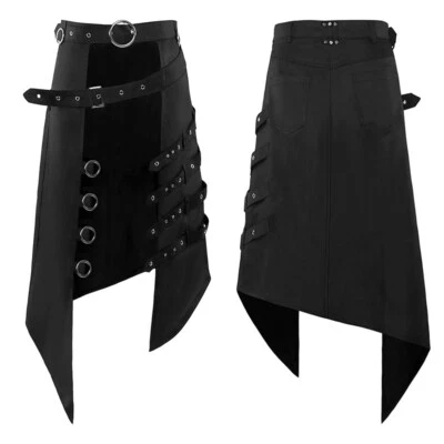 Men Lady Gothic Skirt Steampunk Punk Black Asymmetric Renaissance Sexy - Image 1 of 4