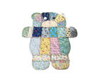 vtg OOAK child chabby chic patchork teddy shaped tripple layer flannel quilt