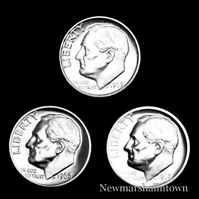 1965 1966 1967 SMS Roosevelt Mint Dime ~ Coins from Original Special Mint Set - Image 1 of 2