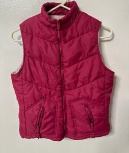 Talbots Kids Girls Pink Puffer Vest w/ pockets fleece lined- Size 14/16 - Picture 1 of 6