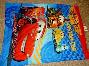 5J Vintage 42x57 Disney CARS Piston Cup Microfiber Toddler Bed Comforter Blanket - Picture 1 of 6