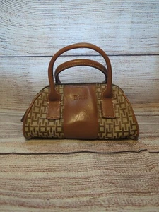Tommy Hilfiger Logo VTG Y2K Mini Handbag Satchel Purse Brown Tan Micro - Picture 1 of 10