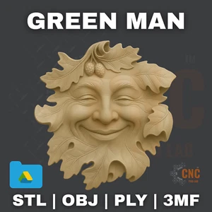 STL Files For CNC Router 3D Printer Laser Green Man Forest Leaf Tree Face Model - Picture 1 of 1