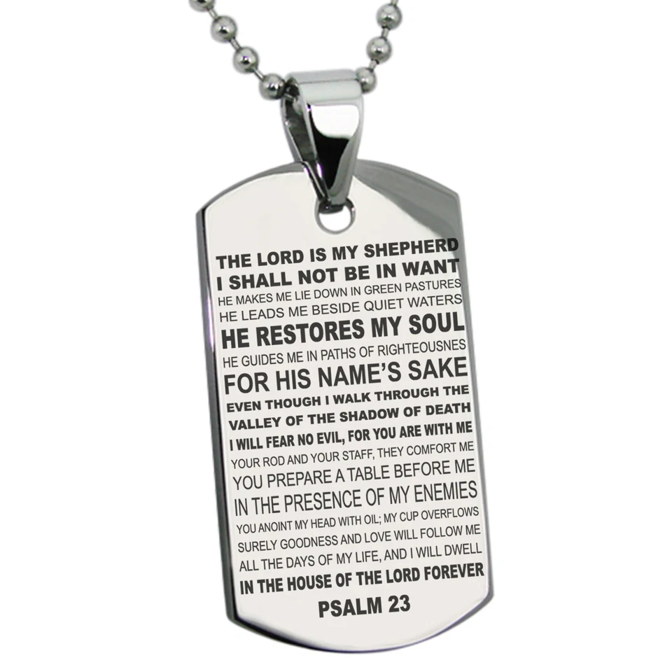 Collar o llavero de acero inoxidable con etiqueta de perro Lord Is My Sheperd para hombre Foto 1 de 1