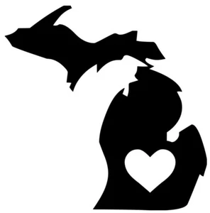 MICHIGAN HEART Vinyl Sticker - Love MI Heart Home State - Die Cut Decal - Picture 1 of 5