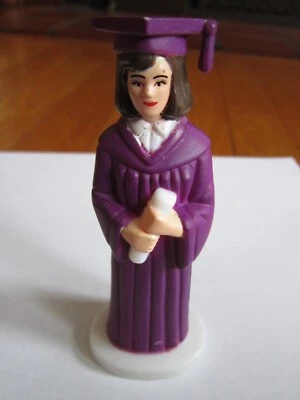 Vtg Plastic Cake Topper Female Graduate Purple Maroon Bakery Crafts Graduation - Image 1 of 4