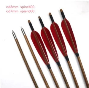 6/12/18/24pcs Bamboo Arrows Handmade Wood Arrow 5‘’Turkey Feather 33" OD7/8mm - Picture 1 of 11