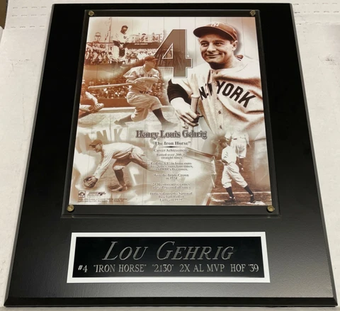 LOU GEHRIG NEW YORK YANKEES FRAMED 8X10 PHOTO-MAN CAVE ART-12X15 WALL PLAQUE Cover