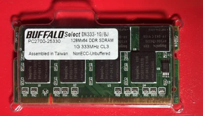 Buffalo 1GB DDR1 PC2700 333MHz CL3 Laptop Memory SO-DIMM Sealed Package - Image 1 of 3