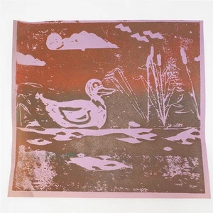 Original Siebdruck Tintendruck Kunst Ente auf Teich - Bild 1 von 2