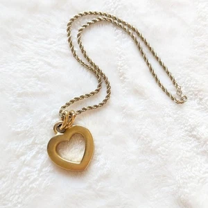 Erwin Pearl Vintage Gold Pendant Open Heart Collar Necklace - Picture 1 of 6