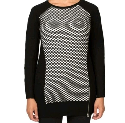 Túnica Suéter Spyder Zula Lana Merino en Blanco y Negro Talla Pequeña Foto 1 de 4