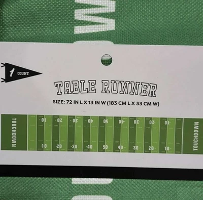 Burlap Table Runner 13x72 IN Football Game Day Field Yard Line Touchdown - Image 1 of 2