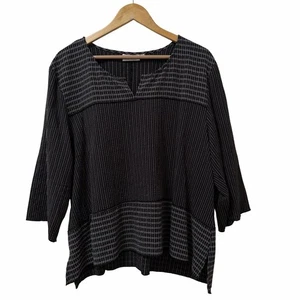 Maglione tunica donna Habitat righe testurizzate taglia XL nero Lagenlook Artsy - Foto 1 di 8