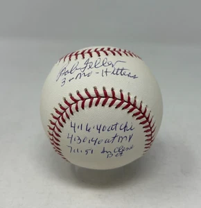 Bob Feller Signed Rawlings Official Baseball 3 No Hitter Dates Insc COA 623 - Picture 1 of 4