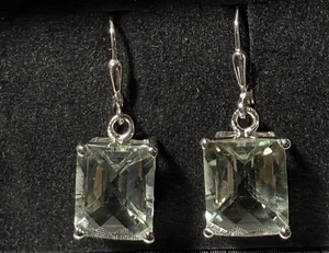 JTV Prasiolite Sterling Silver Earrings Lever Back 8.00CTW - Picture 1 of 3